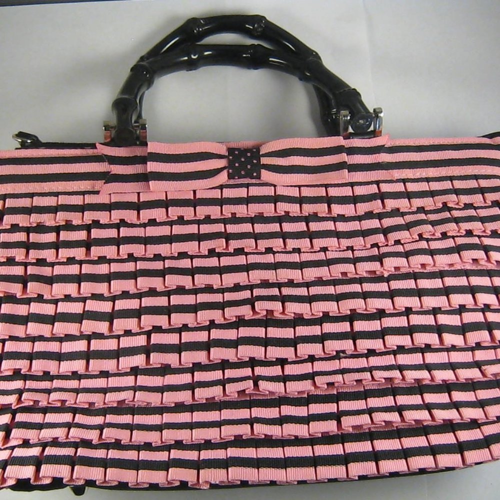 Braciano Pink and Black Handbag, Hard Hard Handles